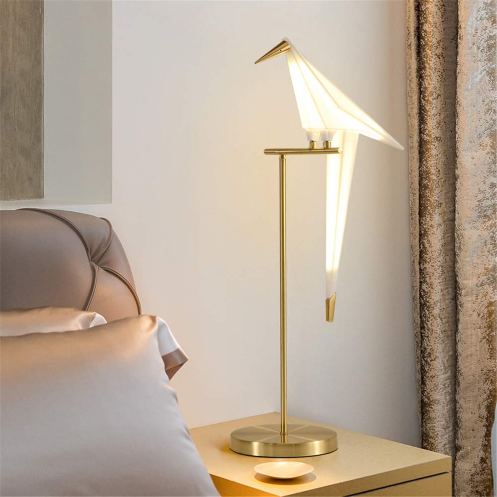 More Change Morechange 28 Inch Led Table Lamp, Modern Bird Table Light Gold Metal Fixtures For Living Room Bedroom Office (Table Lamp)