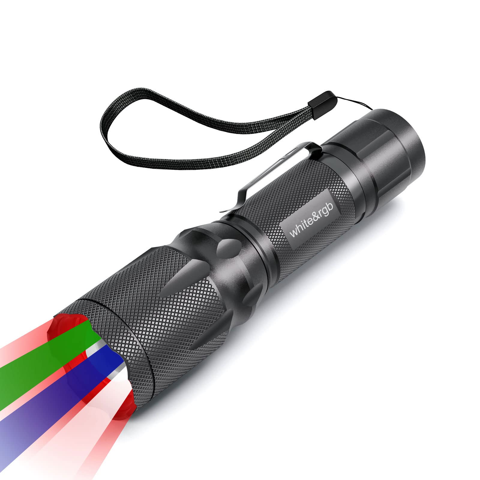 METII RGBW 4 Modes Flashlight, Red Green Blue White Light Options with Memory, Zoom Lens, Multi-Color Changing, Small Colored LE