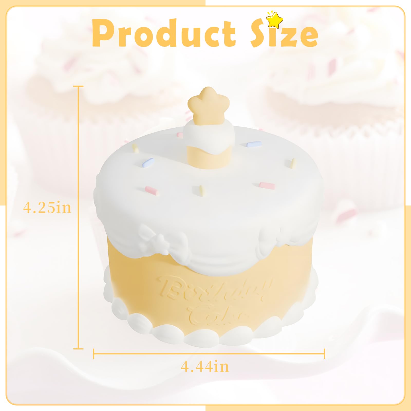 Hpydiy Cute Birthday Cake Night Light - Silicone ChildrenS Night Light  Rechargeable Adjustable  Birthday Gift Room Decoration Gift (Yellow)