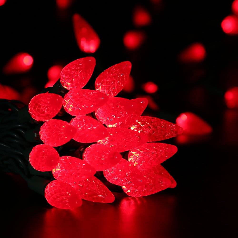 Brizled C5 LED Red Christmas Lights, 100 LED, 33ft, UL Certified, Connectable for Indoor/Outdoor Decoration