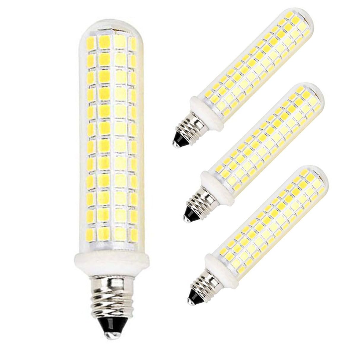 QHD E11 LED Bulbs, 10W Dimmable, 1100LM, Mini Candelabra Base, 6000K, 4 Count, White