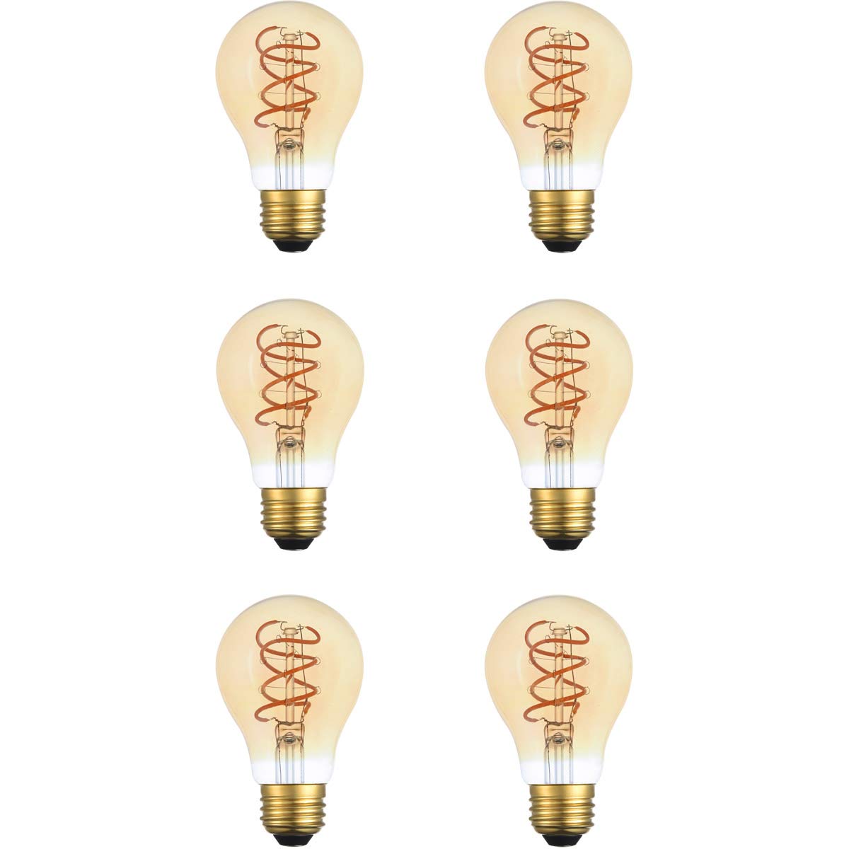 Elitco Lighting Raedyn 6W Led Helix Light Bulb Set - Amber Decorative Bulbs (Set Of 6)