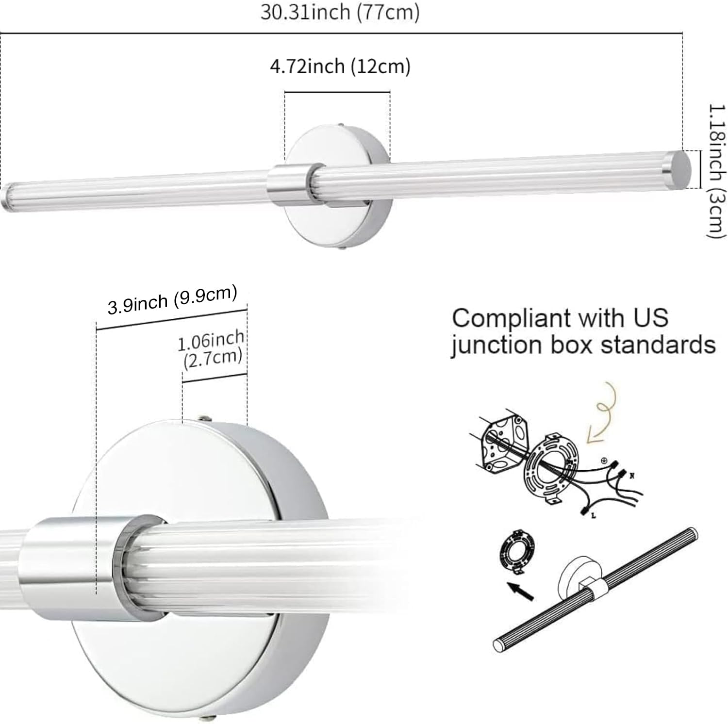 Gednbo Dimmable LED Bathroom Vanity Lights 360 Full Lighting Bathroom Light Fixtures Over Mirror Vanity Light Bar Modern Wall Sc