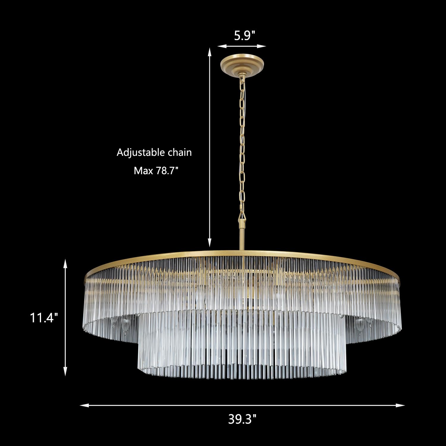 Akeelighting Modern Glass Chandelier Gold Chandeliers For High Ceiling Foyer Entryway Hanging Large Light Fixture For Grand Livi