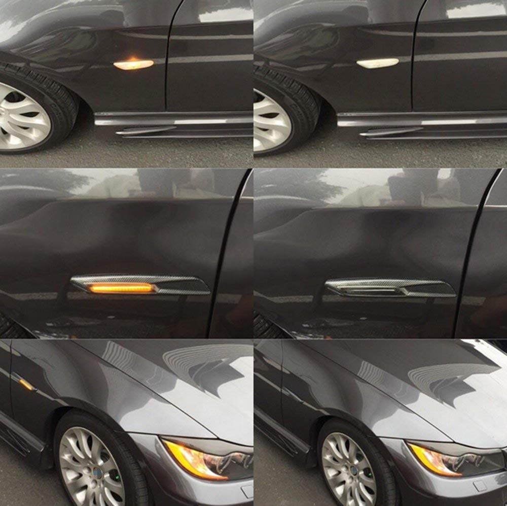 iJDMTOY F10 Style LED Strip Fender Turn Signal Light Kit for BMW 1 3 5 Series X1, Black, Replace OEM Sidemarker Lamps