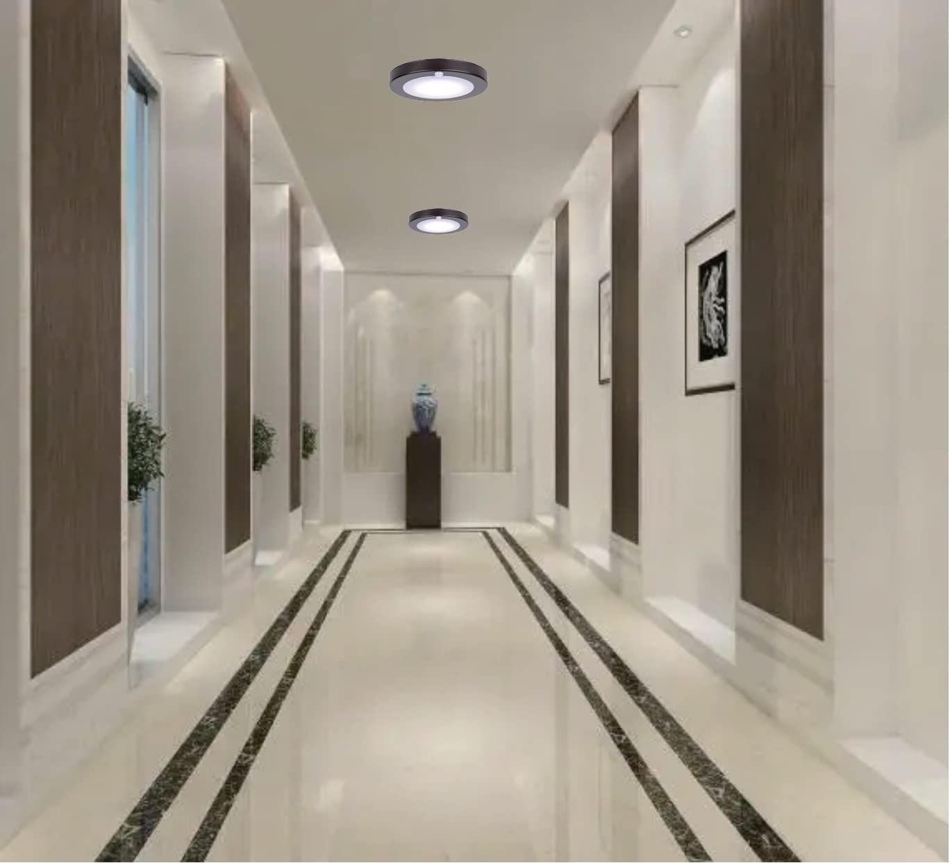 LIT-PaTH LED Flush Mount Ceiling Light with Motion Sensor, 10.5W, 700 Lumen, 2-Pack, Bronze Finish, Model LT-FMS00650K-BR