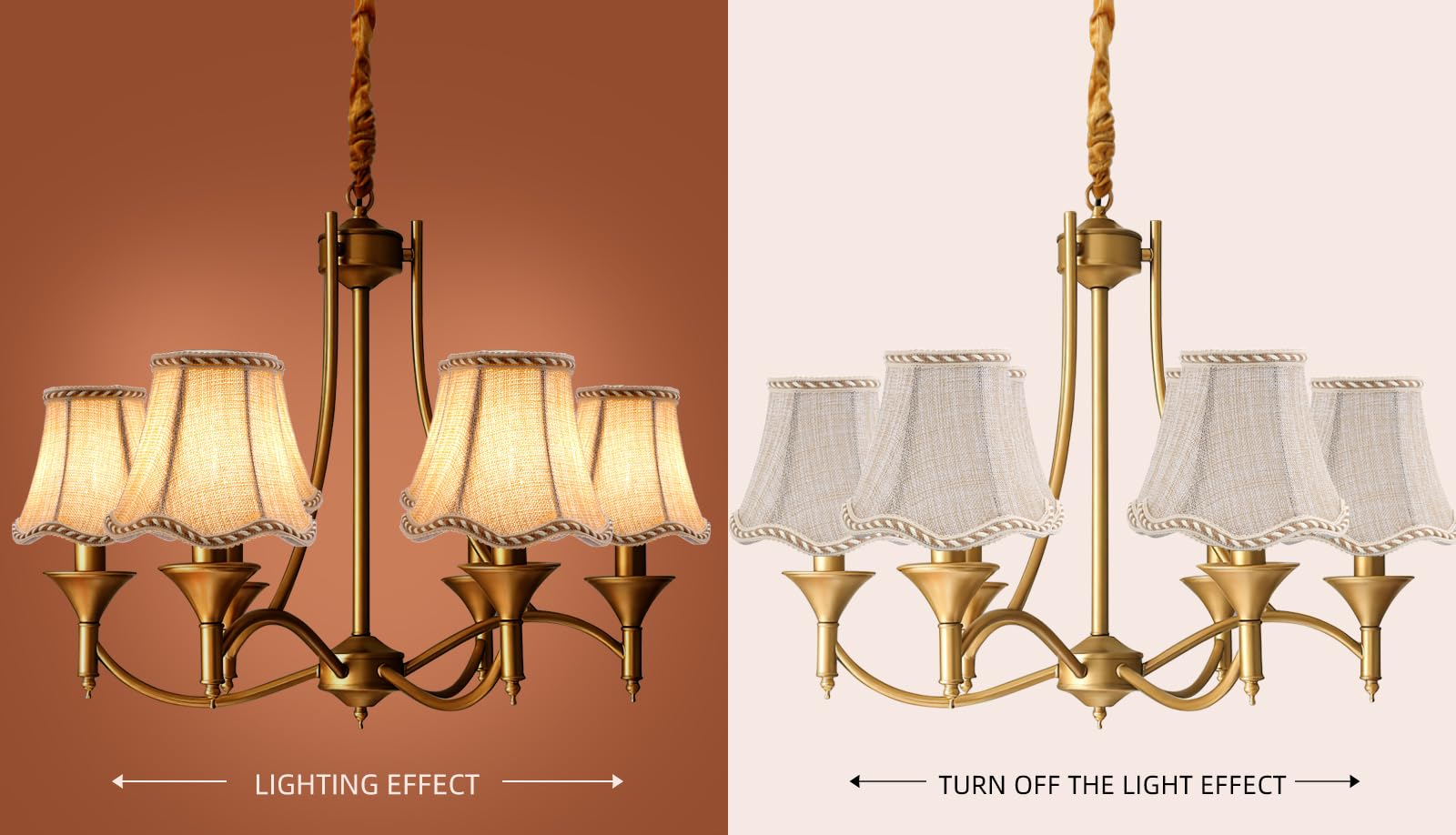 Fuloon Clip-On Bulb Shades, Modern European Style Mini Bell Shades, 3.1X4.7X5.5 In, 6 Pack(Sand Beige)