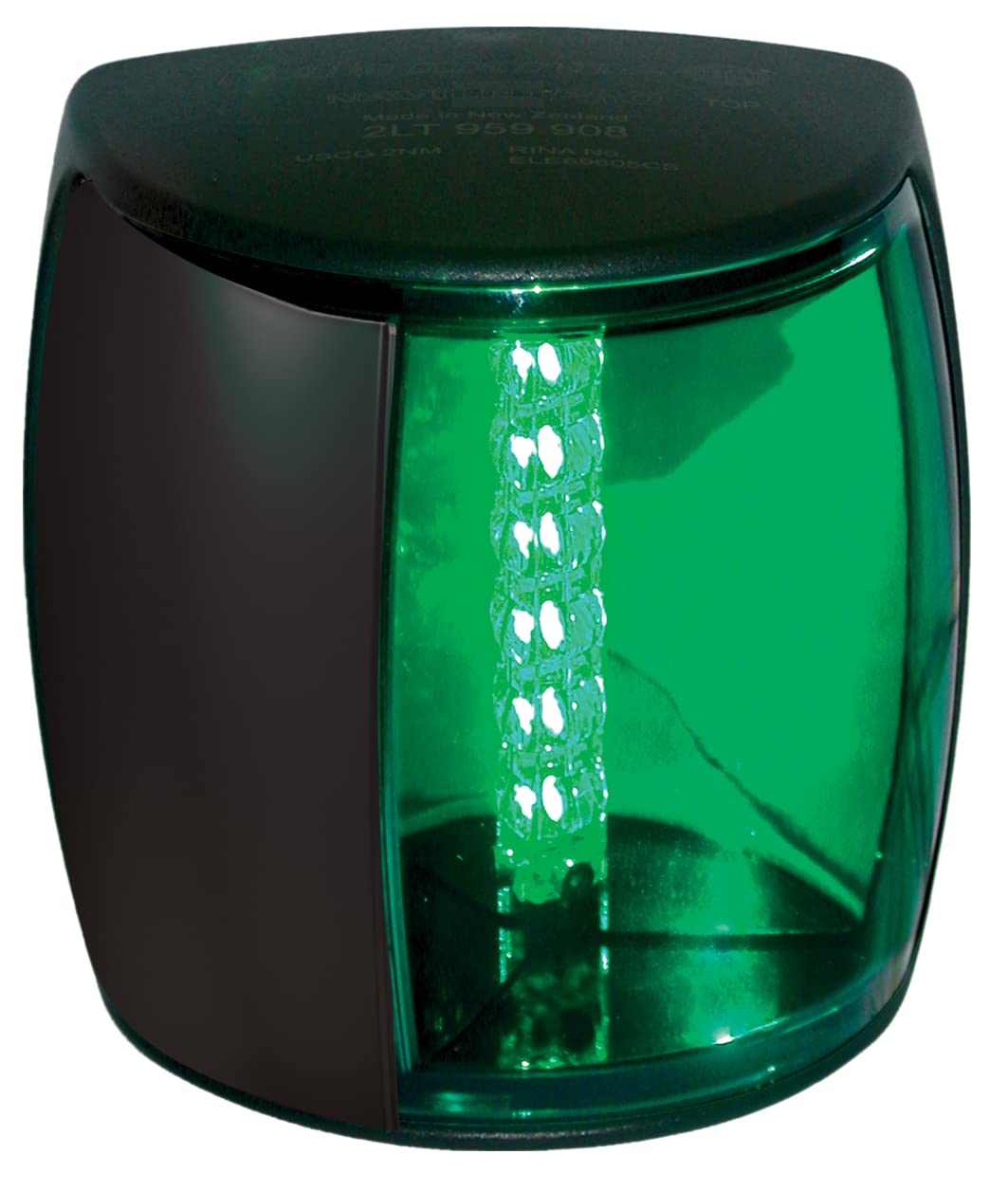 HELLA 959908001 9908 Series NaviLED PRO Multivolt 9-33V DC 2 NM LED Starboard Navigation Light with Colored Outer Lens and Bla