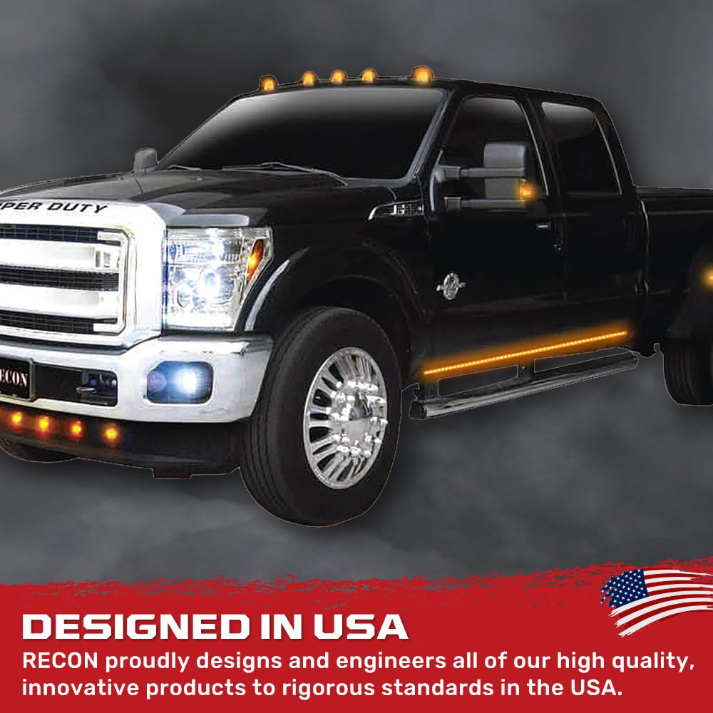 RECON 62in Big Rig Ice LED Light Bar Kit - Amber Running Lights & White Cargo Lights - Model 26414X - Black