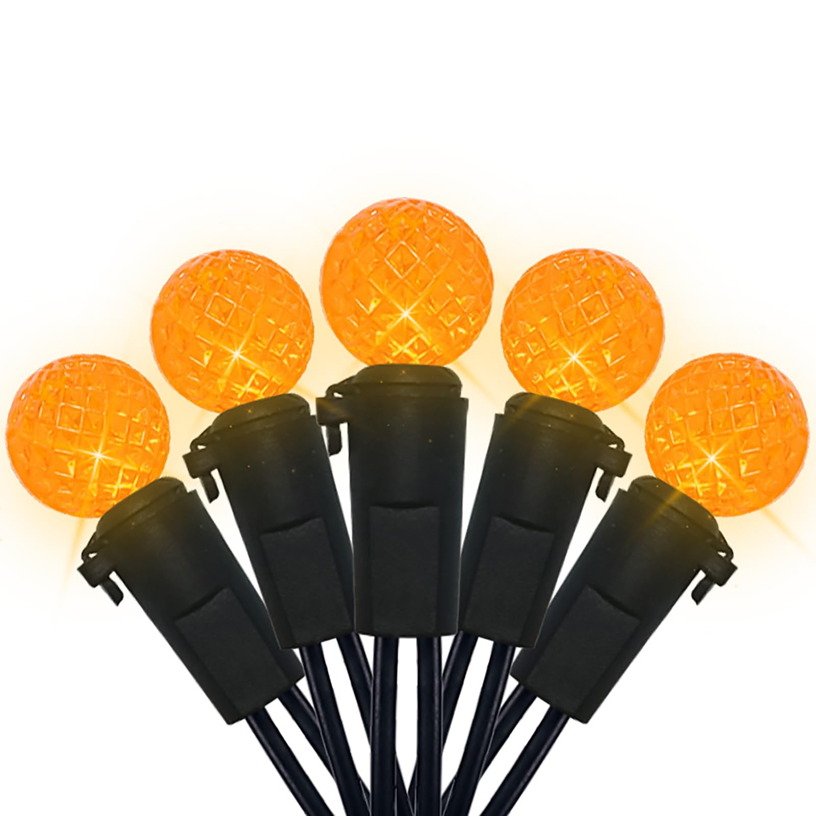 18.6Ft 50 Led Orange Halloween Lights G12 Mini Globe Ball String Lights For Small Tree Crafts Holiday Indoor/Outdoor Christmas Thanksgiving Day Halloween Decorations  Ul Certified  Connectable  Orange