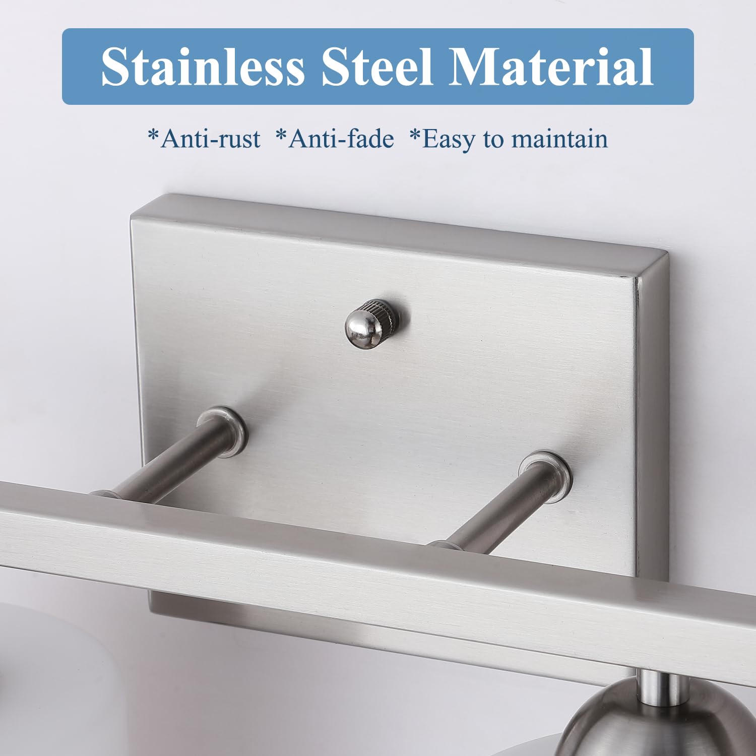 Mecgirn Stainless Steel Milk Glass Bathroom Vanity Light Over Mirror, 2 Light Brushed Nickel Bathroom Light Fixtures With Froste