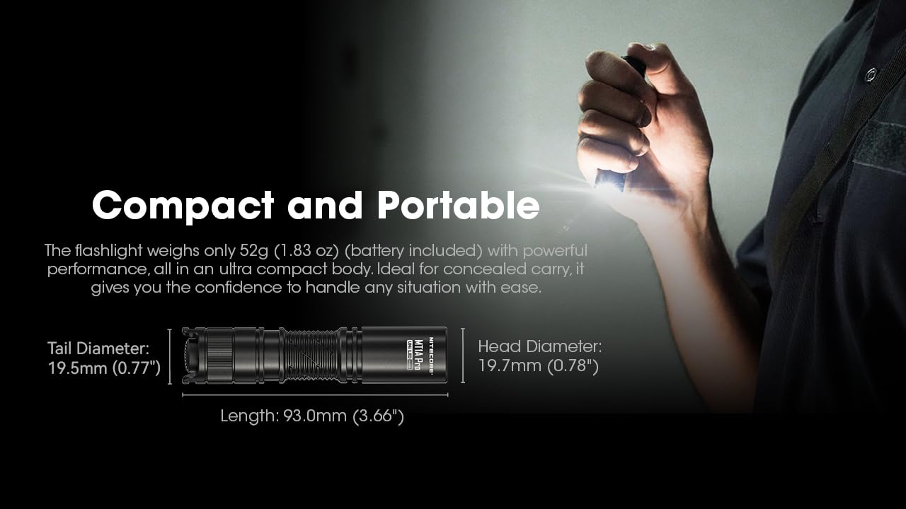 Nitecore Mt1A Pro 800 Lumen Edc Flashlight Penlight, Compatible With 1X Aa Battery. Usb-C Rechargeable Battery, Including Niteco