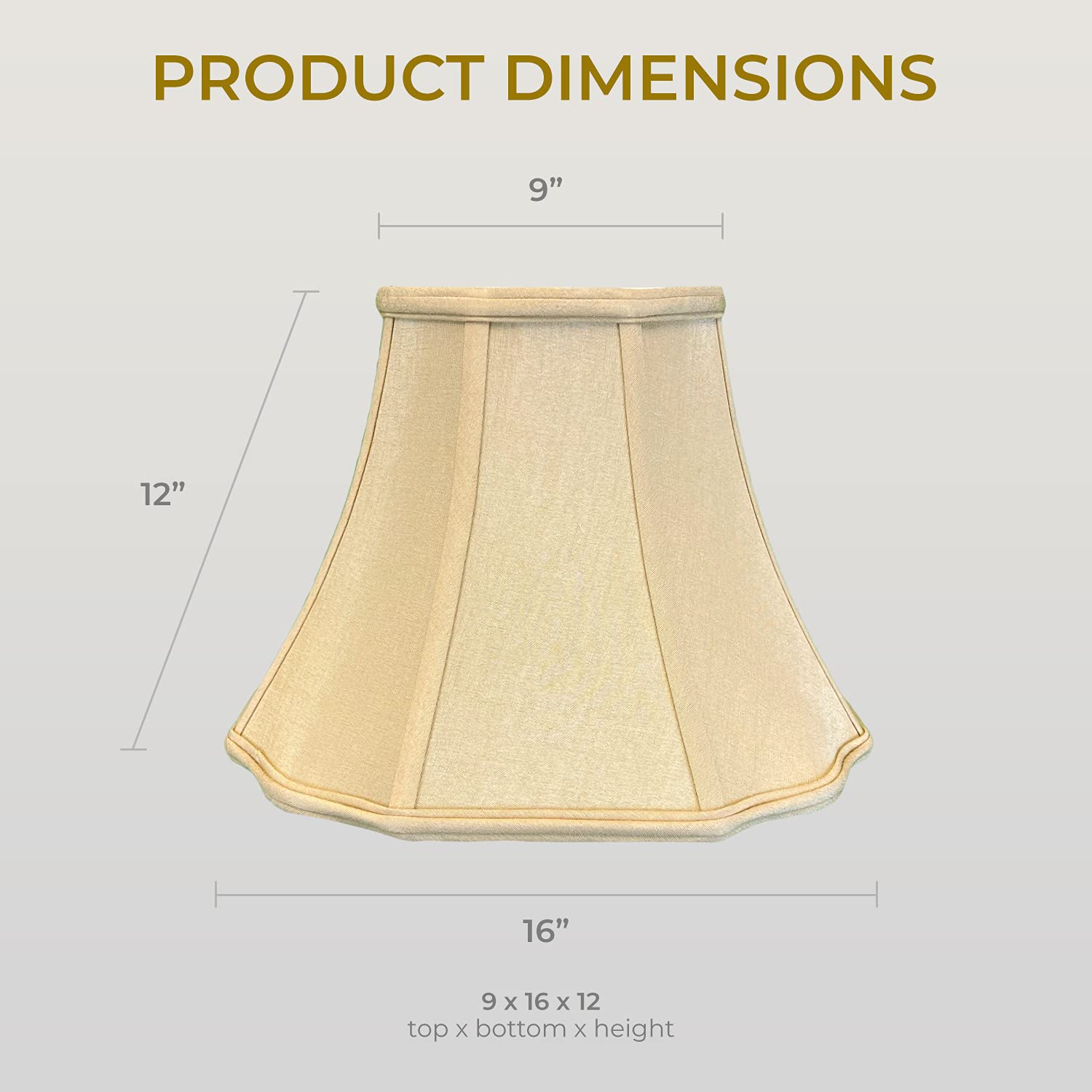 Royal Designs, Inc. Flare Bottom Lamp Shade 9 x 16 x 12 Antique Gold Model BSO-701-16AGL-2, 2-Pack