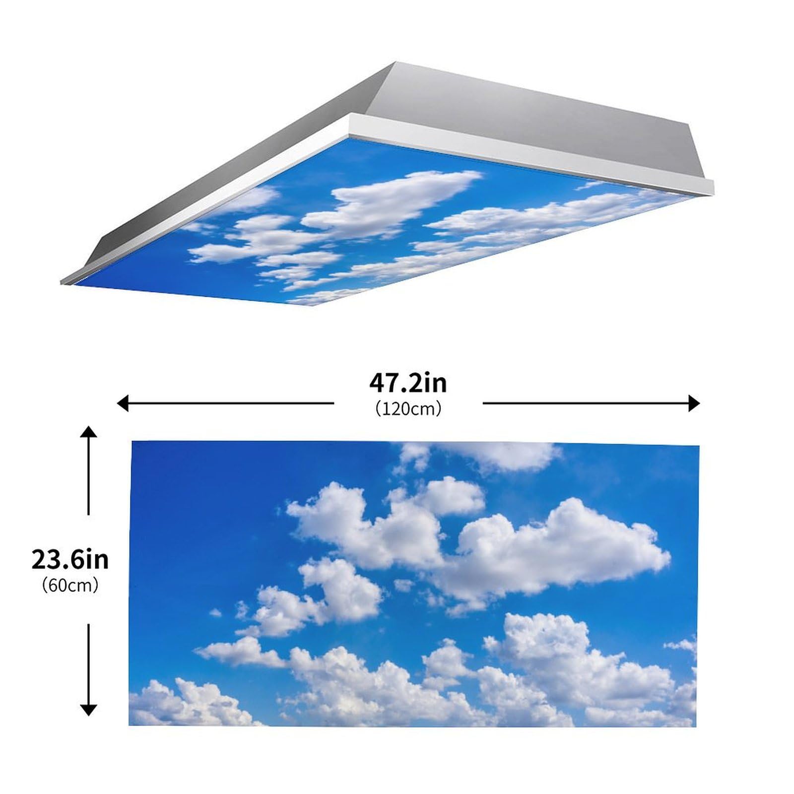Sunnyhut 2 Pack Fluorescent Light Cover For Ceiling Light -White Clouds Blue Sky Magnetic Light Covers Classroom, Light Filters