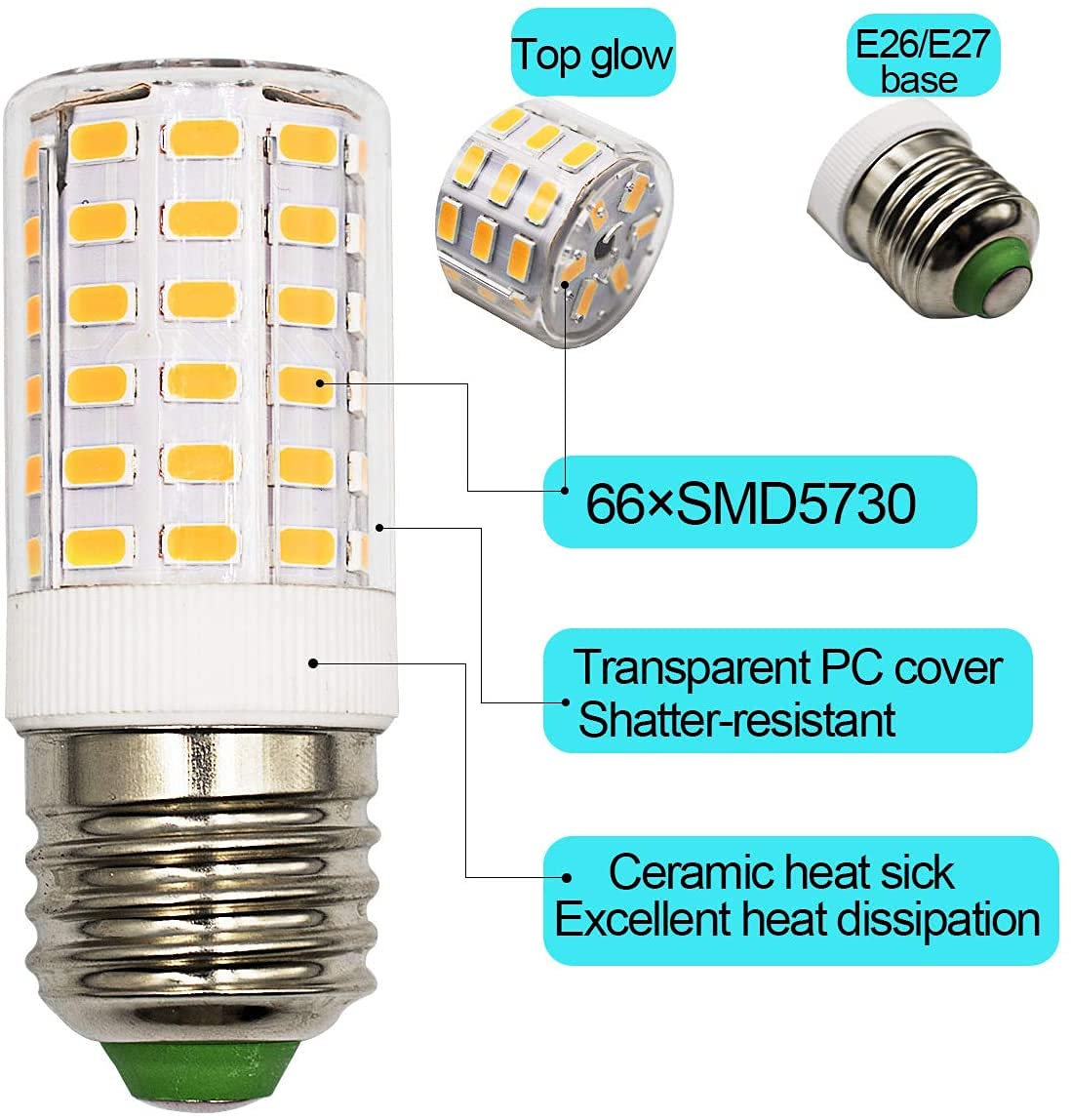 BROLSKUN E26 LED Light Bulb 7W (60W-100W Equivalent) Warm White 3000K 1000 Lumen Pack of 2