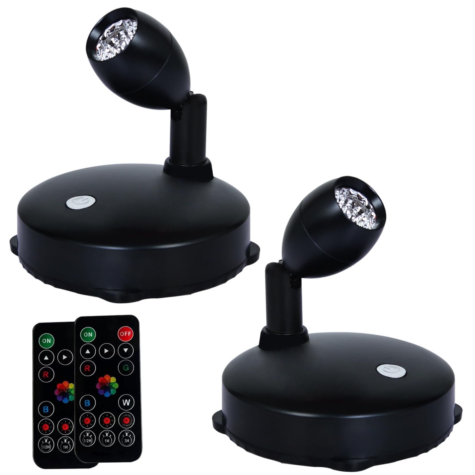 HAMVIDNE Wireless LED Spotlight, Battery Powered Picture Lights, Uplighting Indoor, Puck Lights with Remote, Color Changing Small Spotlights, Picture Light for Wall Display Dartboard Painting-RGB