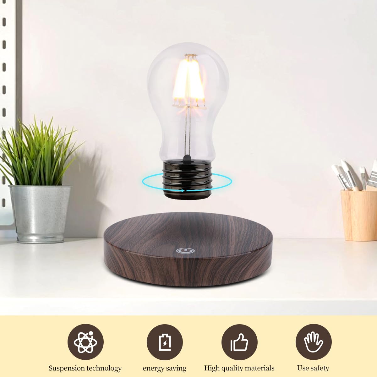 Vgazer Magnetic Levitating Floating Wireless Led Light Bulb Desk Lamp For Unique Gifts, Room Decor, Night Light, Home Office Des