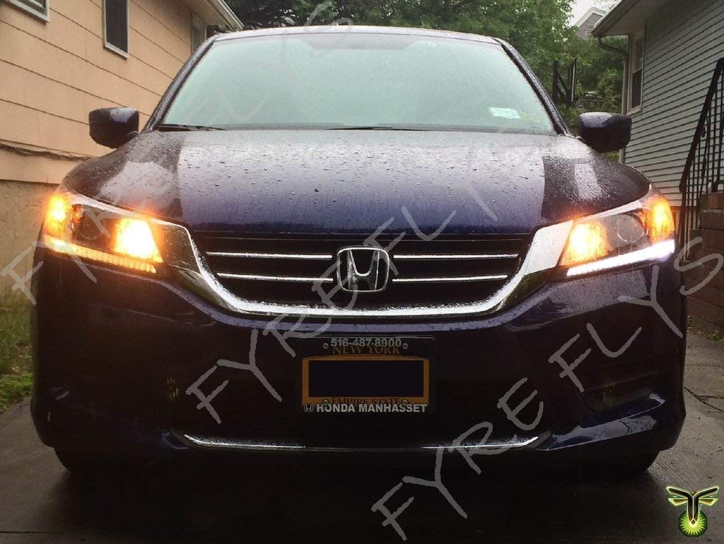 Fyre Flys Led Headlight Drl Strip Bulbs For 2013-2015 Honda Accord Super Bright 6000K White Canbus Error Free 3014 Series
