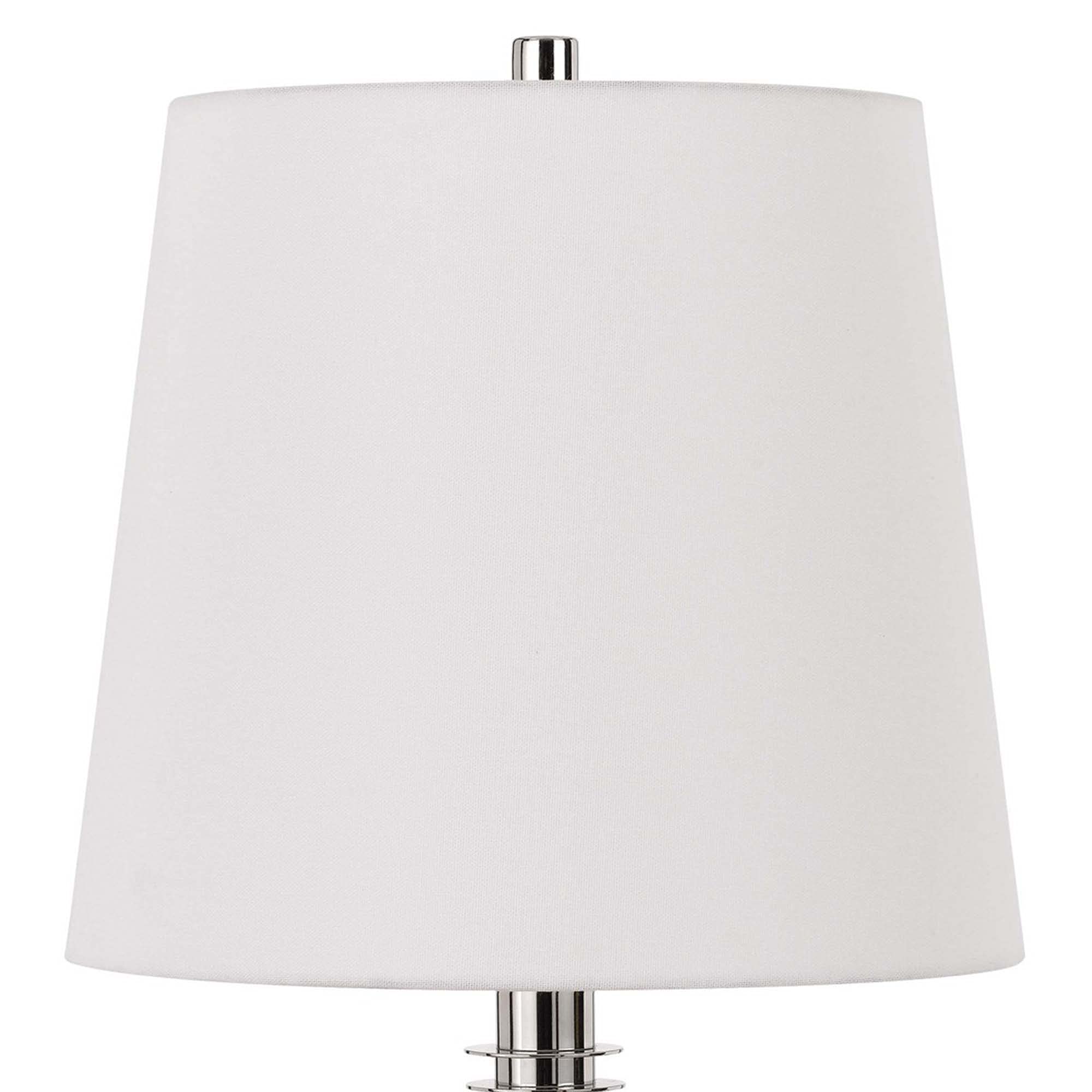 Benzara Table Lamp with Textured Glass Ball Accent, Model BM241799, White and Chrome
