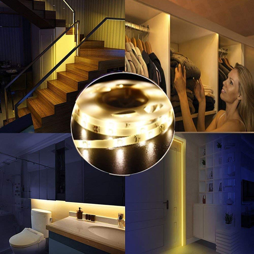 KUCAM Motion Sensor Wardrobe Light, 2M LED Strip, Battery Powered, Warm White, Model KCMS-V01