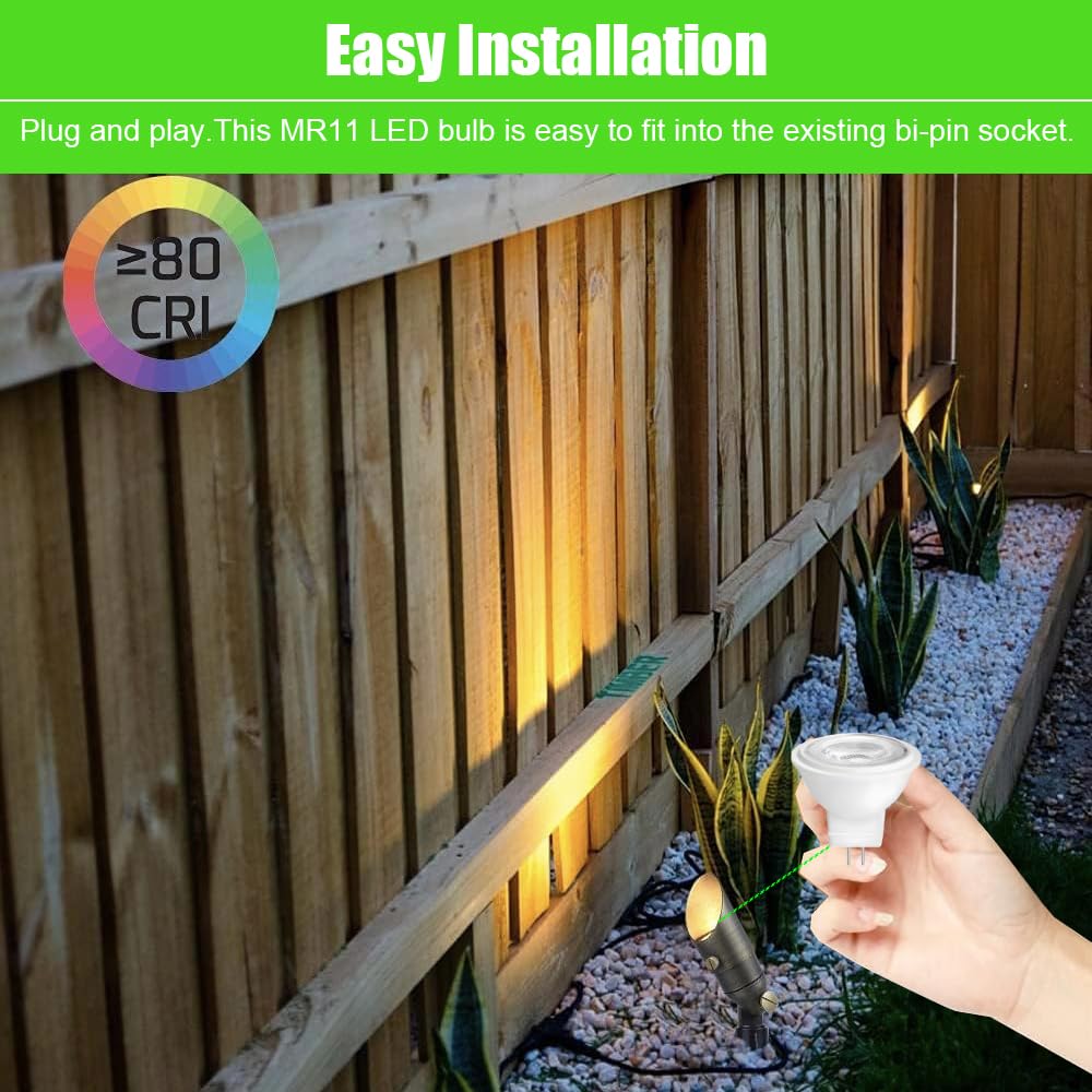 Makergroup MR11 3W Bi-pin LED Bulb, Warm White, 6pcs, Low Voltage 12VAC/DC for Indoor/Outdoor Lighting