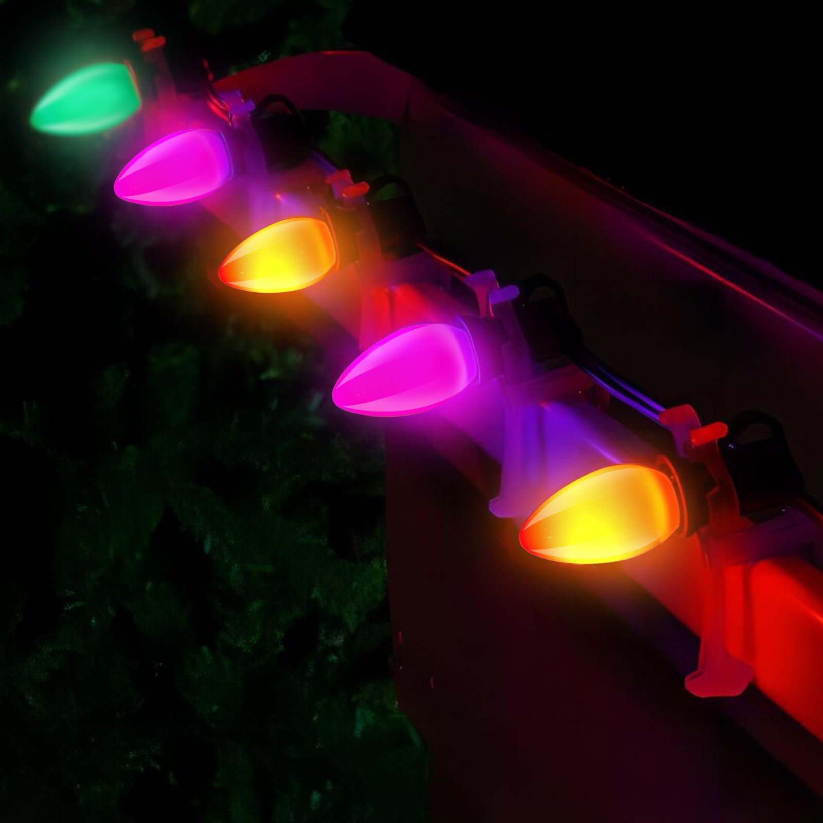 Konictom 25Ft Waterproof Led Halloween Lights - Multicolor C7 Bulbs For Outdoor Indoor Decor