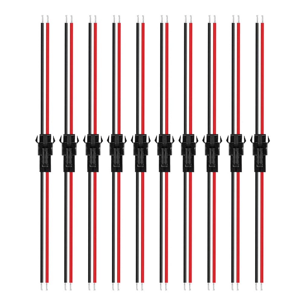 WESIRI 10 Pairs 2pin JST SM Female/Male Connectors 15cm 22AWG Wire for 5050 3528 5630 FCOB 3014 COB Single Color LED Band Light