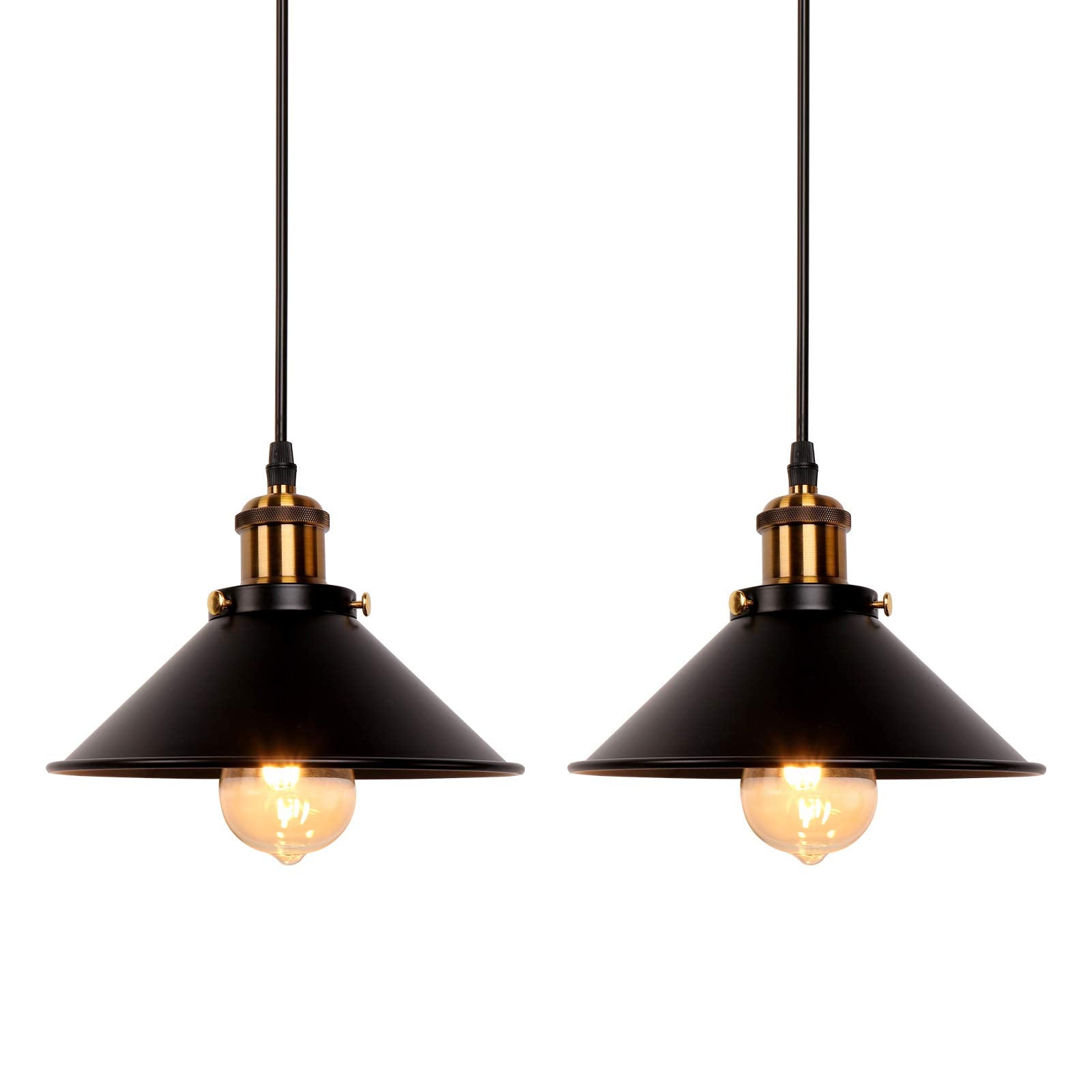 Newrays Industrial Retro Black Iron Pendant Light, 2 Pack, Model PD2020-2, Ideal for Kitchen, Restaurant, Bar, Balcony