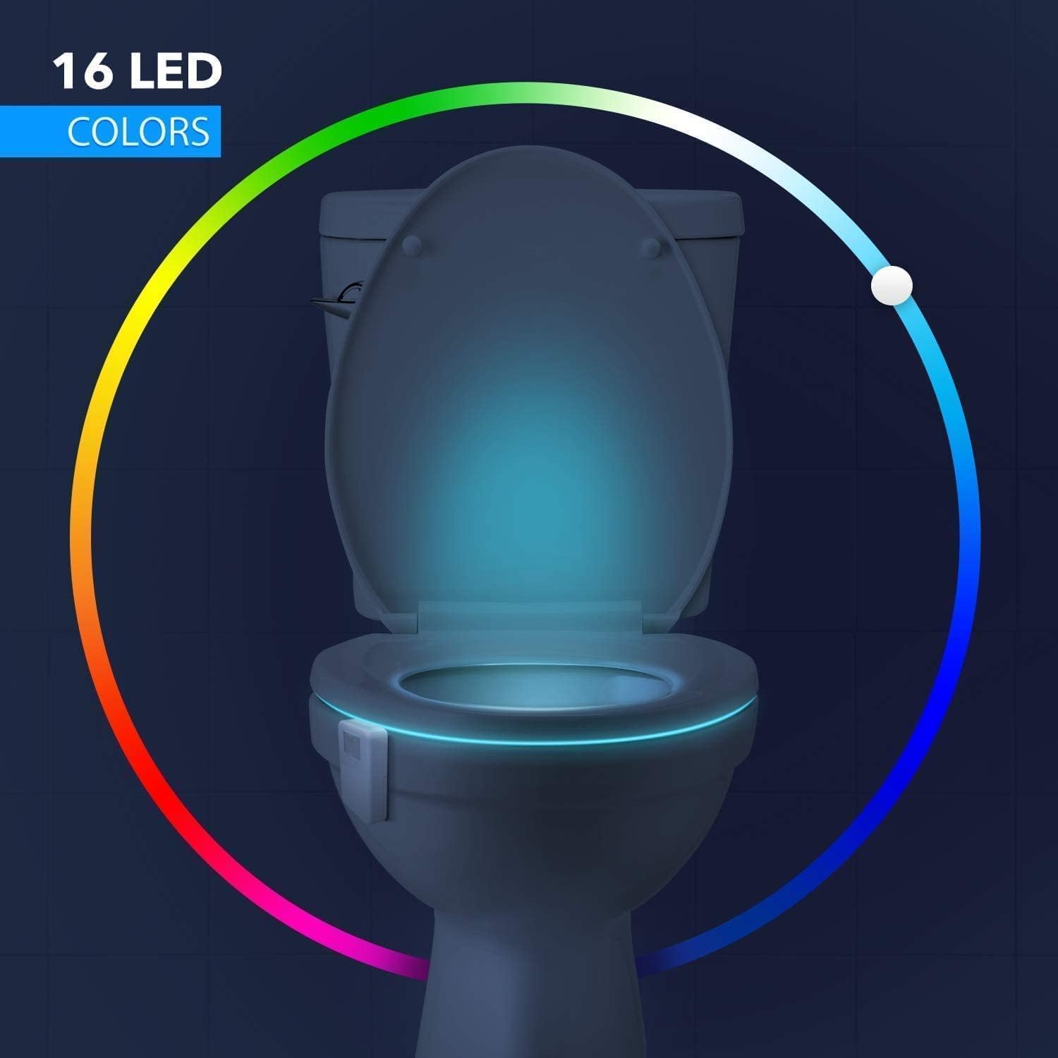 Chunace Toilet Bowl Night Light with Motion Sensor, 16 Color LED, White, Model: Toilet Light 01