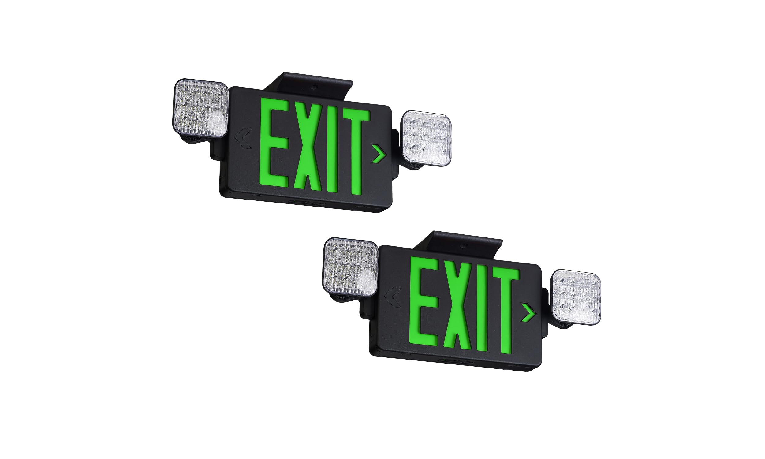 TANLUX Black Housing Exit Sign with Emergency Lights, LED Emergency Exit Light with Battery Backup, UL Listed, Commercial Emerge