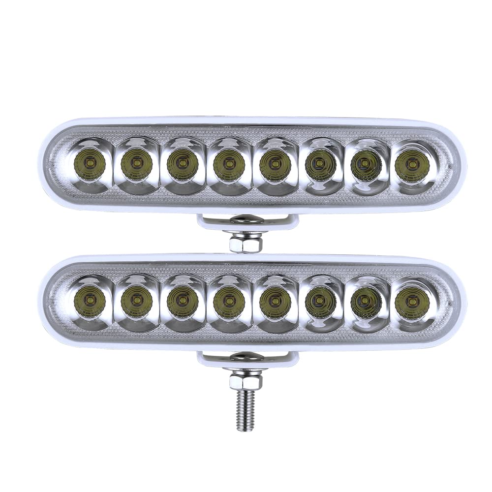 BIGLIONX LED Boat Lights, 6.5" Slim Flood Light Bar, 80W 8600LMS, IP69K, White, Aluminum, 12V/24V