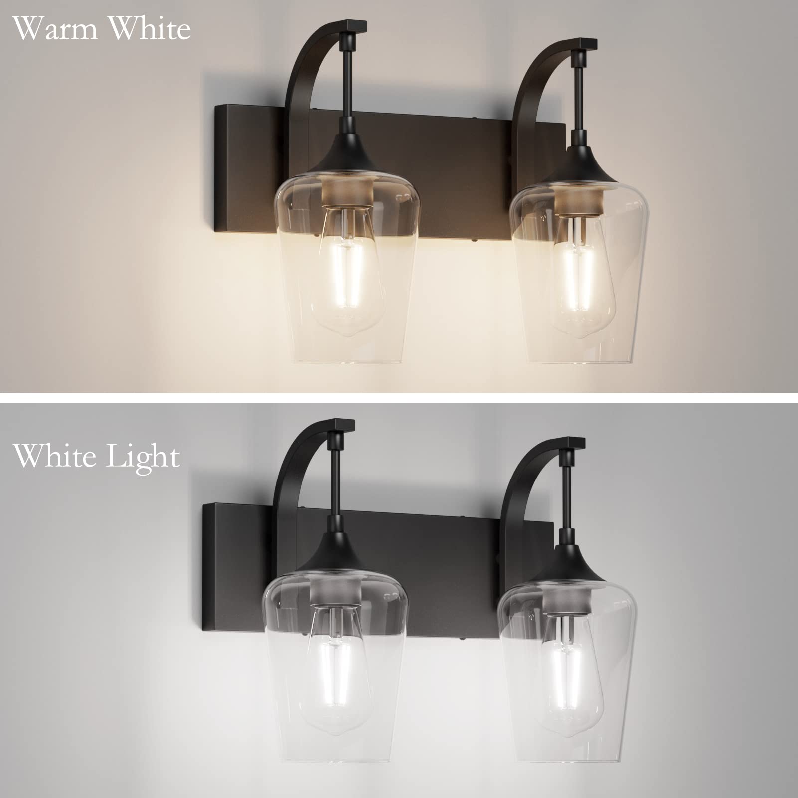 Ralbay Black Vanity Light 2 Lights Industrial Bathroom Fixture 14 inch Metal Sconce Over Mirror Model 1131rablay