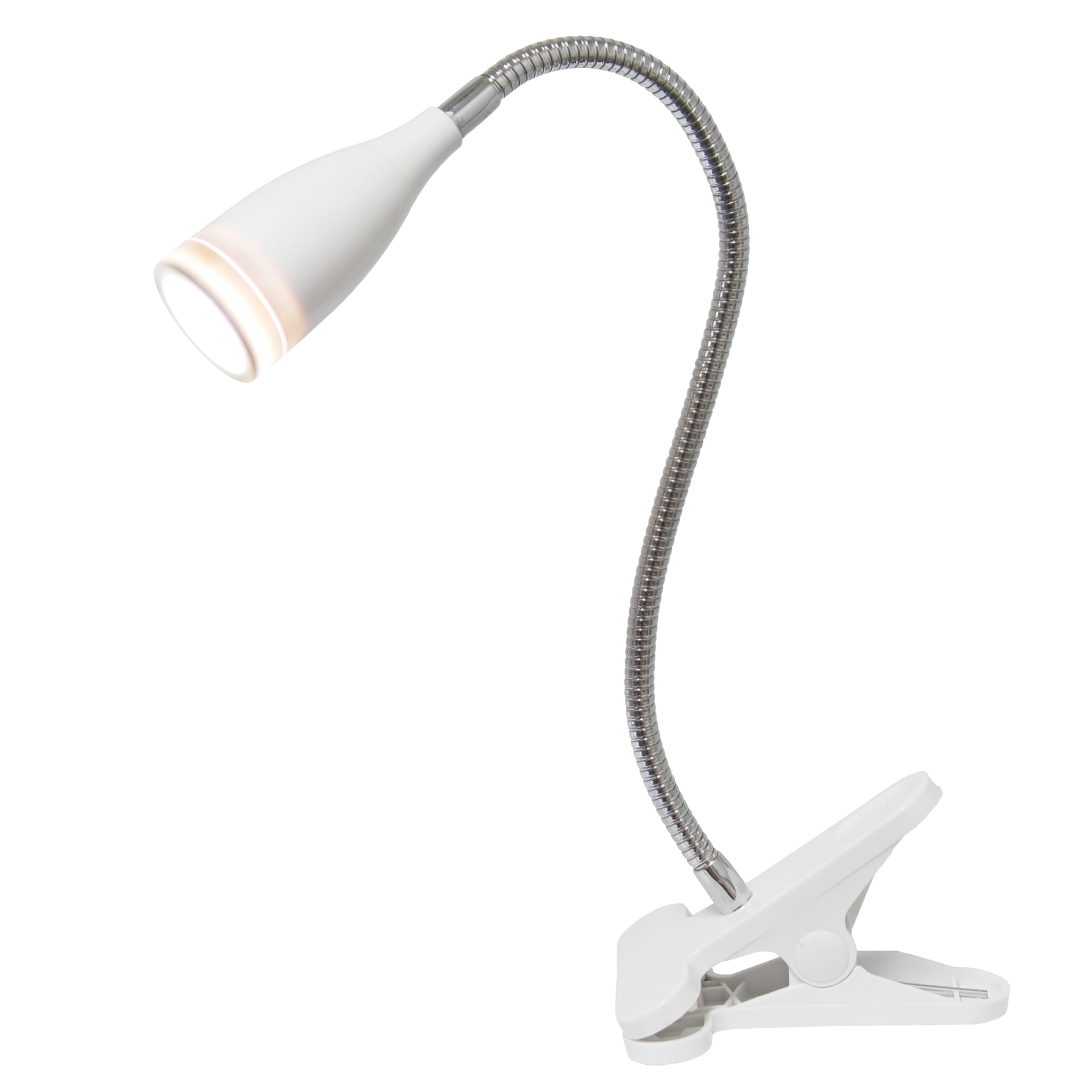 Simple Designs Ld2005-Wht Flexible Gooseneck Led Clip Light Desk Lamp, White