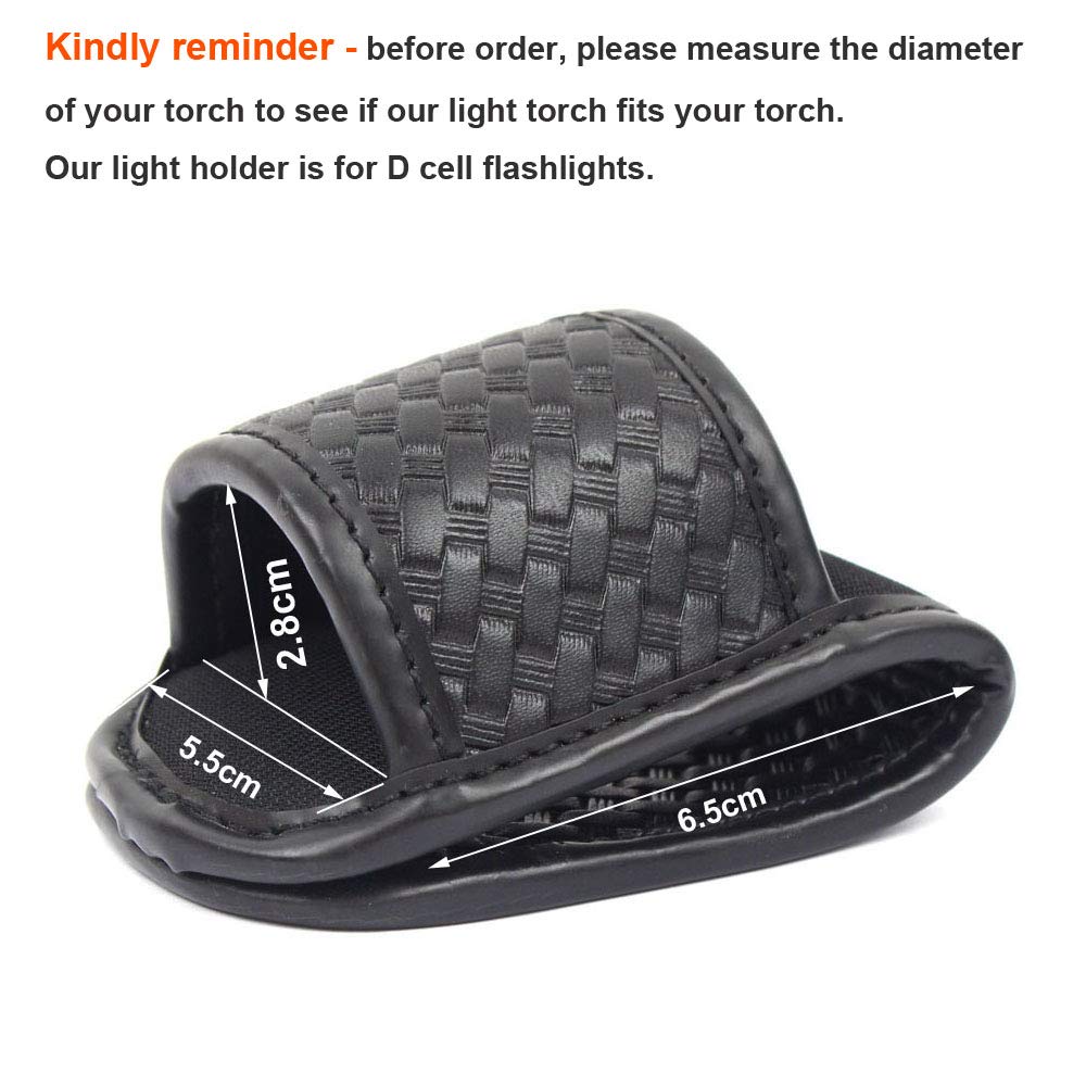 ROCOTACTICAL D Cell Compact Light Holder, Basketweave Black Leather, One Size, Model 4347323785, Open Top Flashlight Pouch Holster