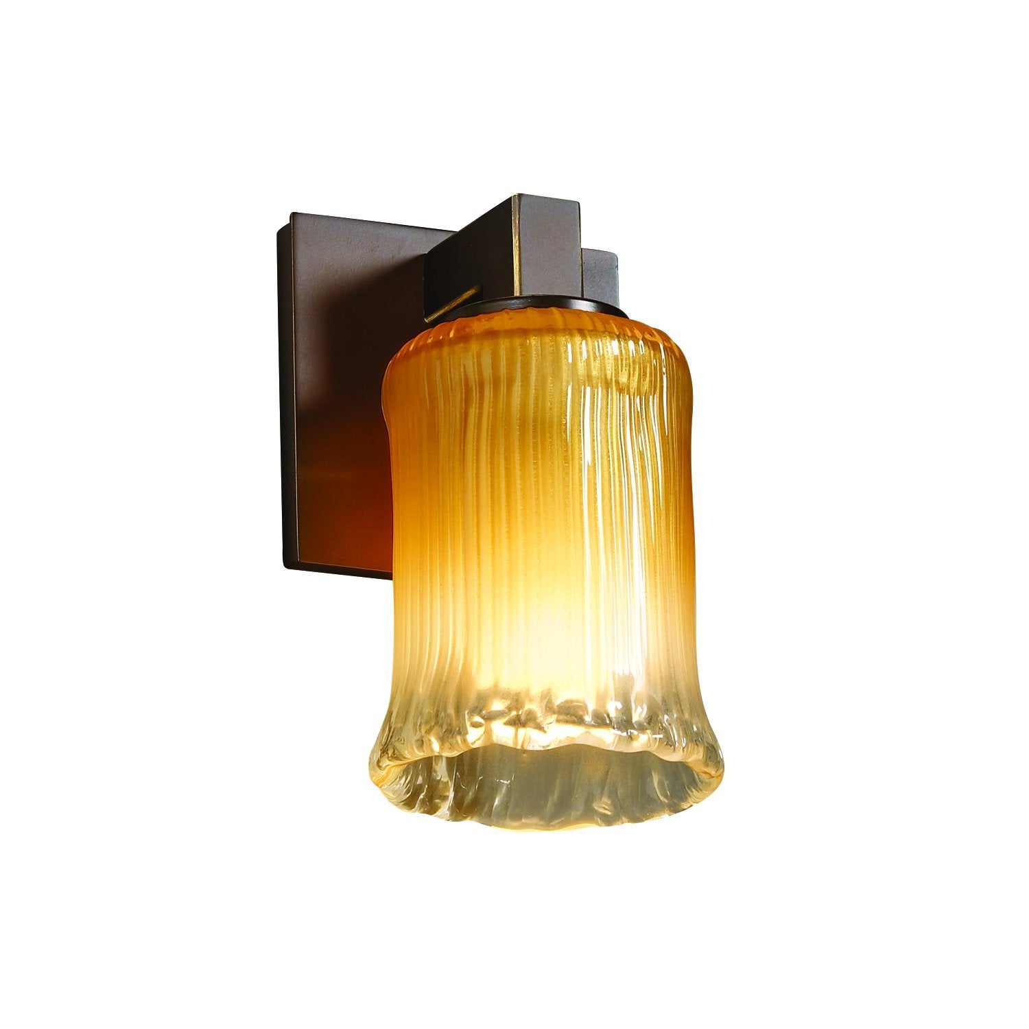 Justice Design Group Veneto Luce 1-Light Wall Sconce - Dark Bronze Finish with Gold with Clear Rim Venetian Glass Shade