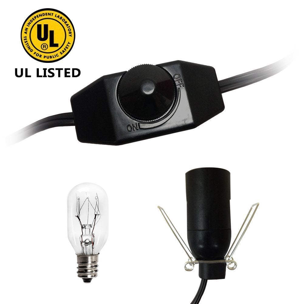 haraqi Himalayan Salt Lamp Cord and Bulb with Dimmer Switch, 6ft PVC Power Cord, Original Replacement, One Pack, Model ESH-CB-03