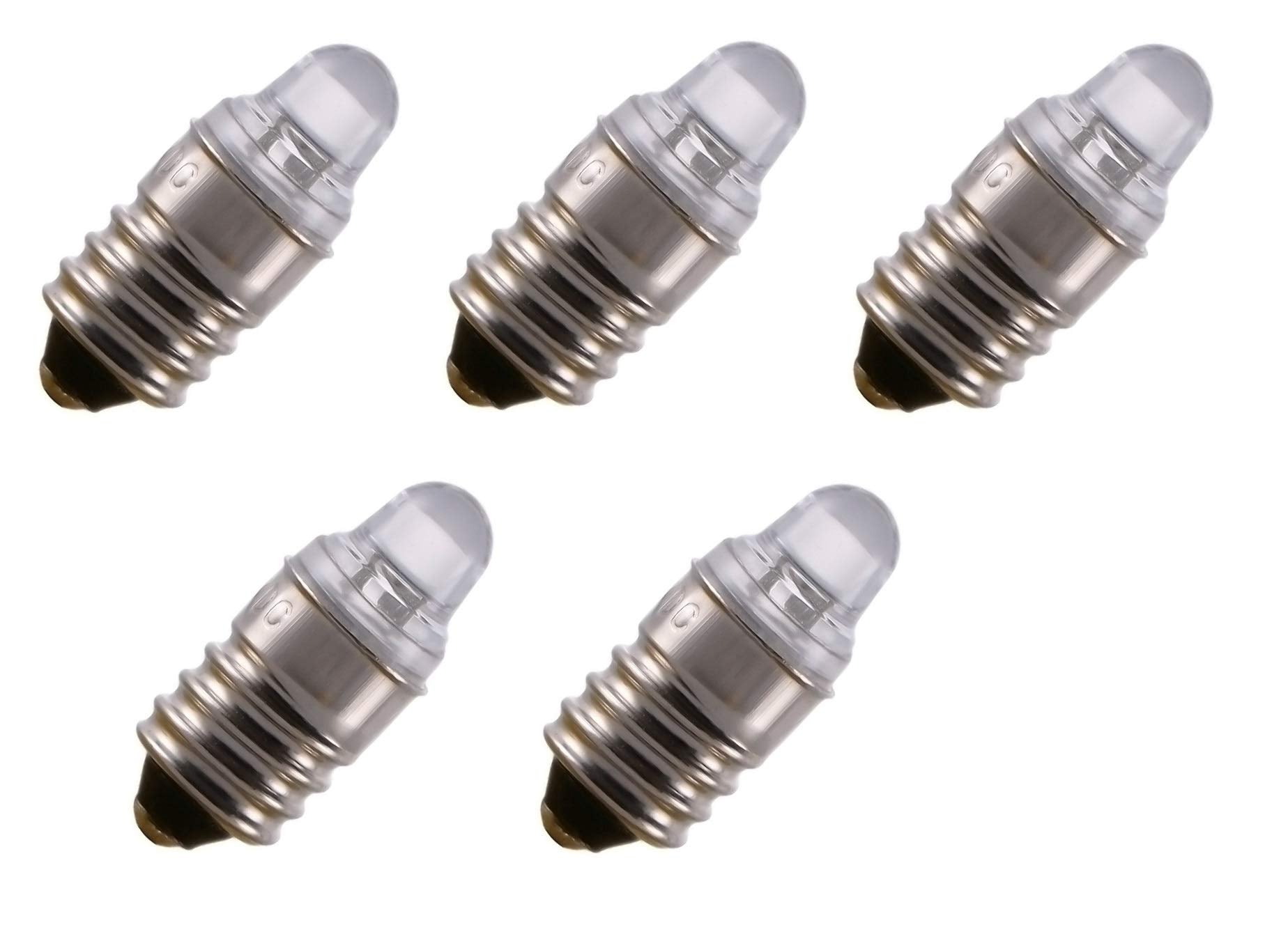 Sci-Supply Mini Led Flashlight Bulbs, 3 Volt, Cool White, E10, Pack Of 5