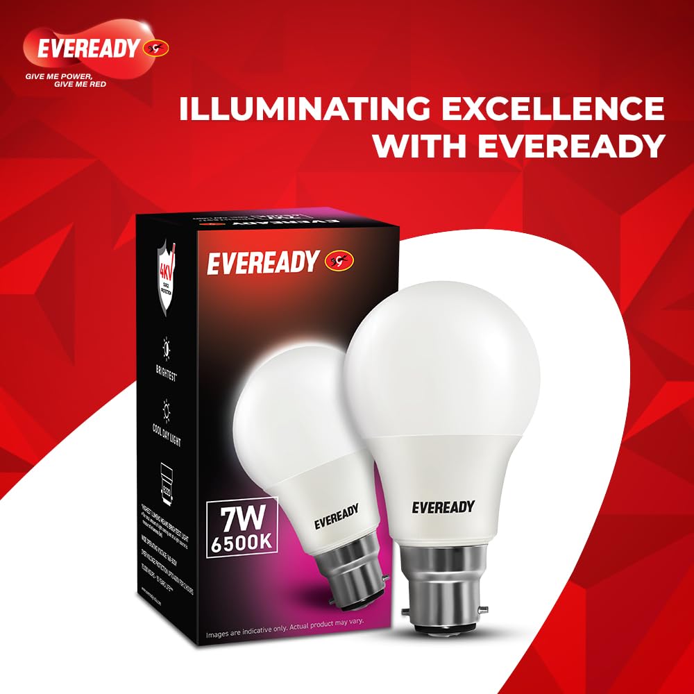 Eveready 7W Led Light Bulb | High Efficiency & Glare-Free Light | Pack Of 12 | With Li-Ion Battery Inside | 7 Hours Battery Back