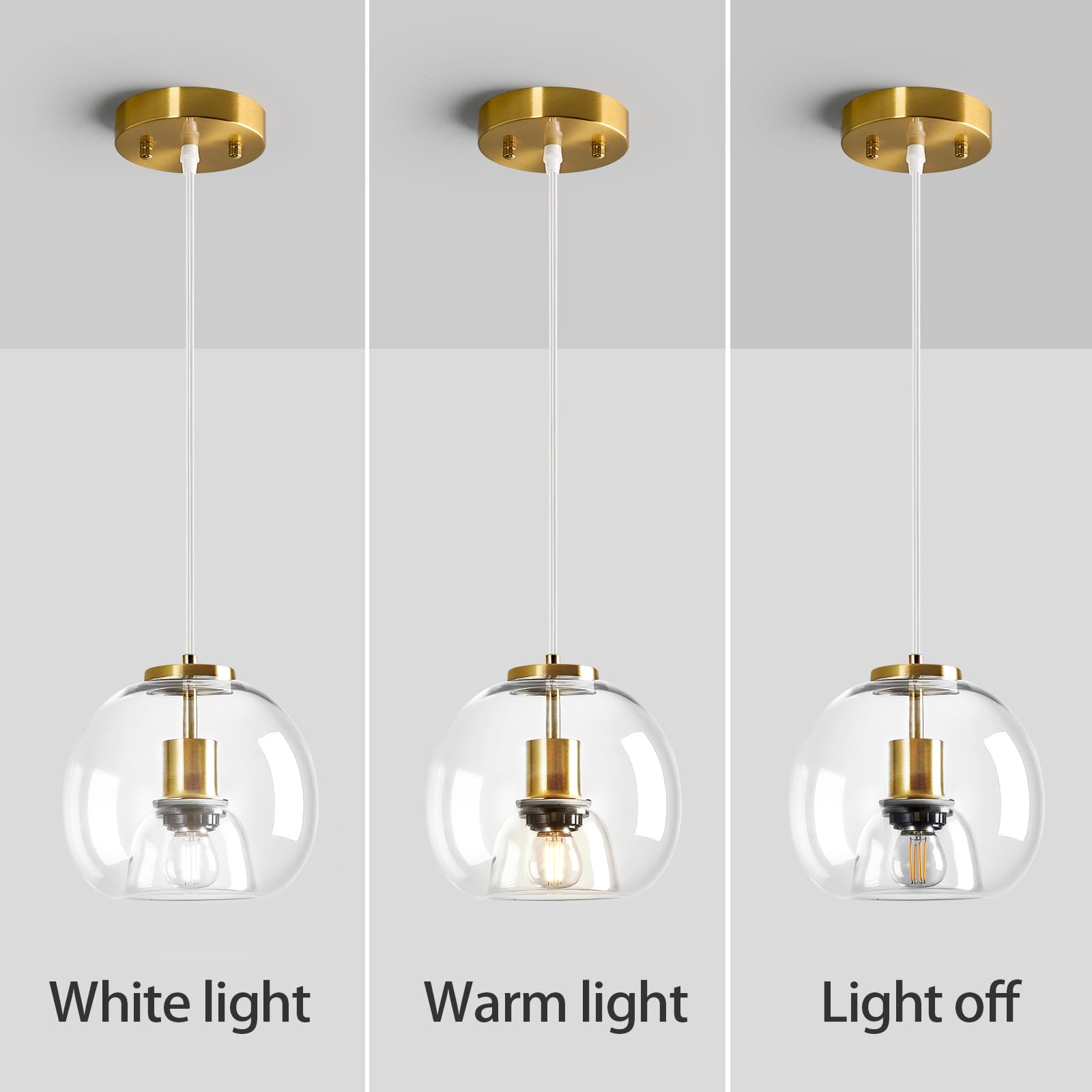 Lbsqj Clear Glass Pendant Lights Kitchen Island 2 Pack 7.87 Glass Globe Pendant Light Gold Hanging Light Fixture Modern Pendant Lighting For Kitchen Island Bedroom Dining Room