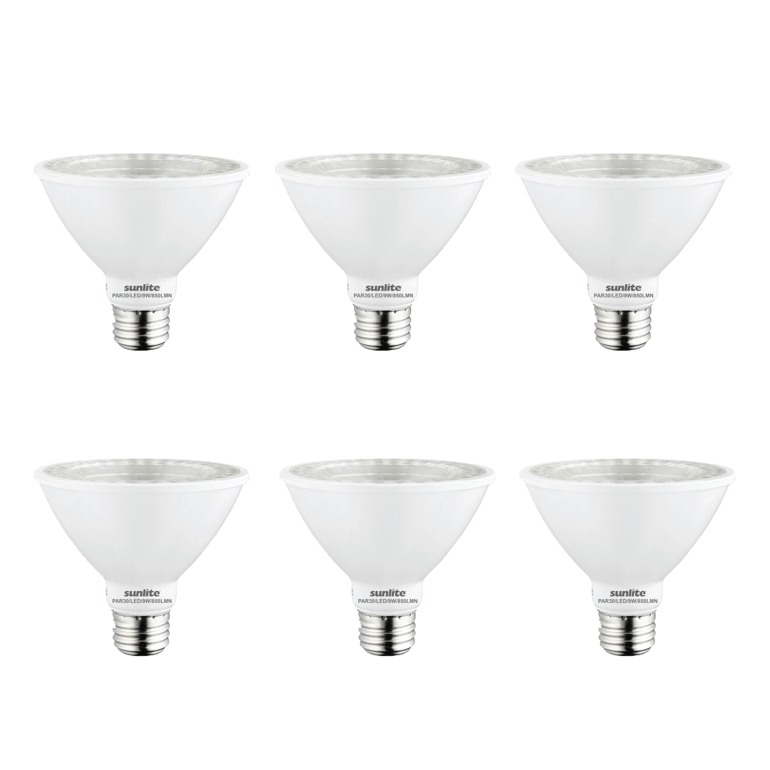 Sunlite LED PAR30 Short Neck Flood Light Bulb, 9W (75W Equivalent), 850 Lumens, Dimmable, 5000K Daylight, 6 Count, ET