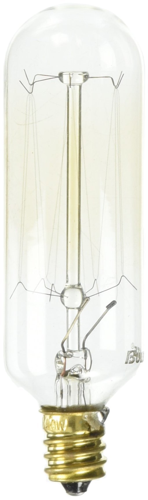Bulbrite Incandescent T8 Light Bulb, Candelabra Screw Base E12, 1 Count, Antique Glass