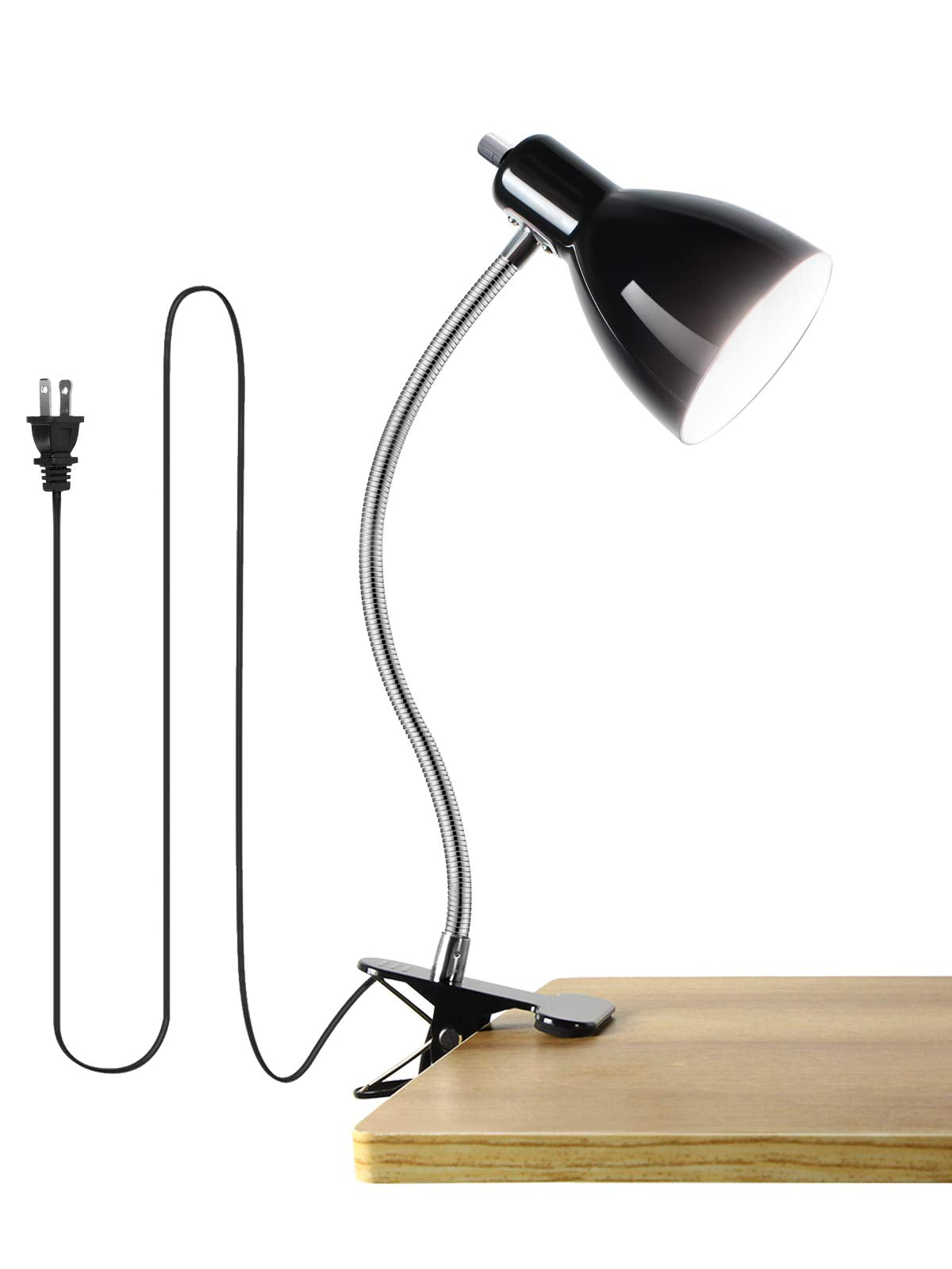 LALISU Desk Lamp Eye-Caring Gooseneck Clip Light, Portable Reading Lamp, Black, Model LALISULALITB004