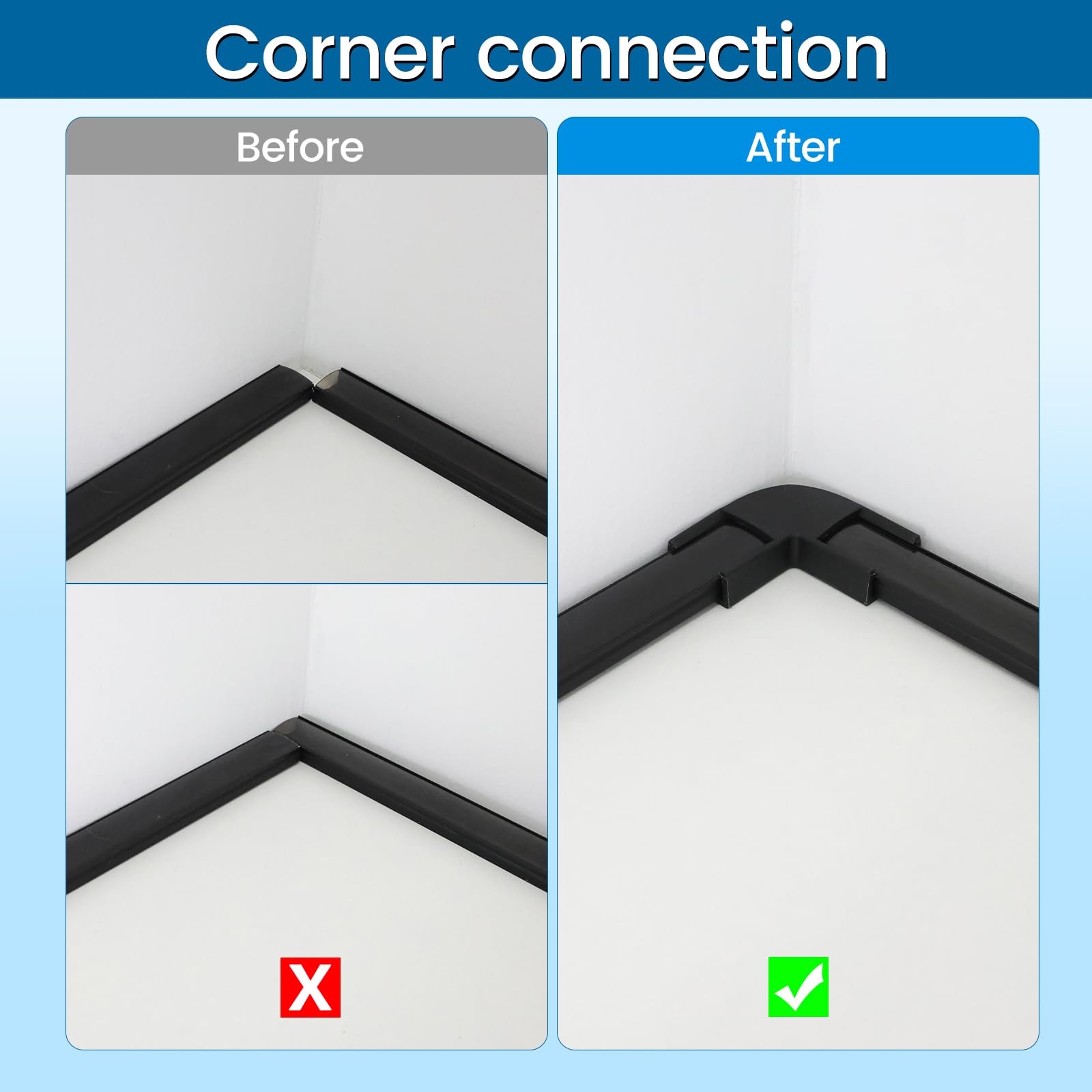 Muzata 8Pack Black Corner Connector Kit For Led Channel L Shape 90 Degree Connectors Fit Muzata U1Sw U Shape 17X7Mm Black Led St