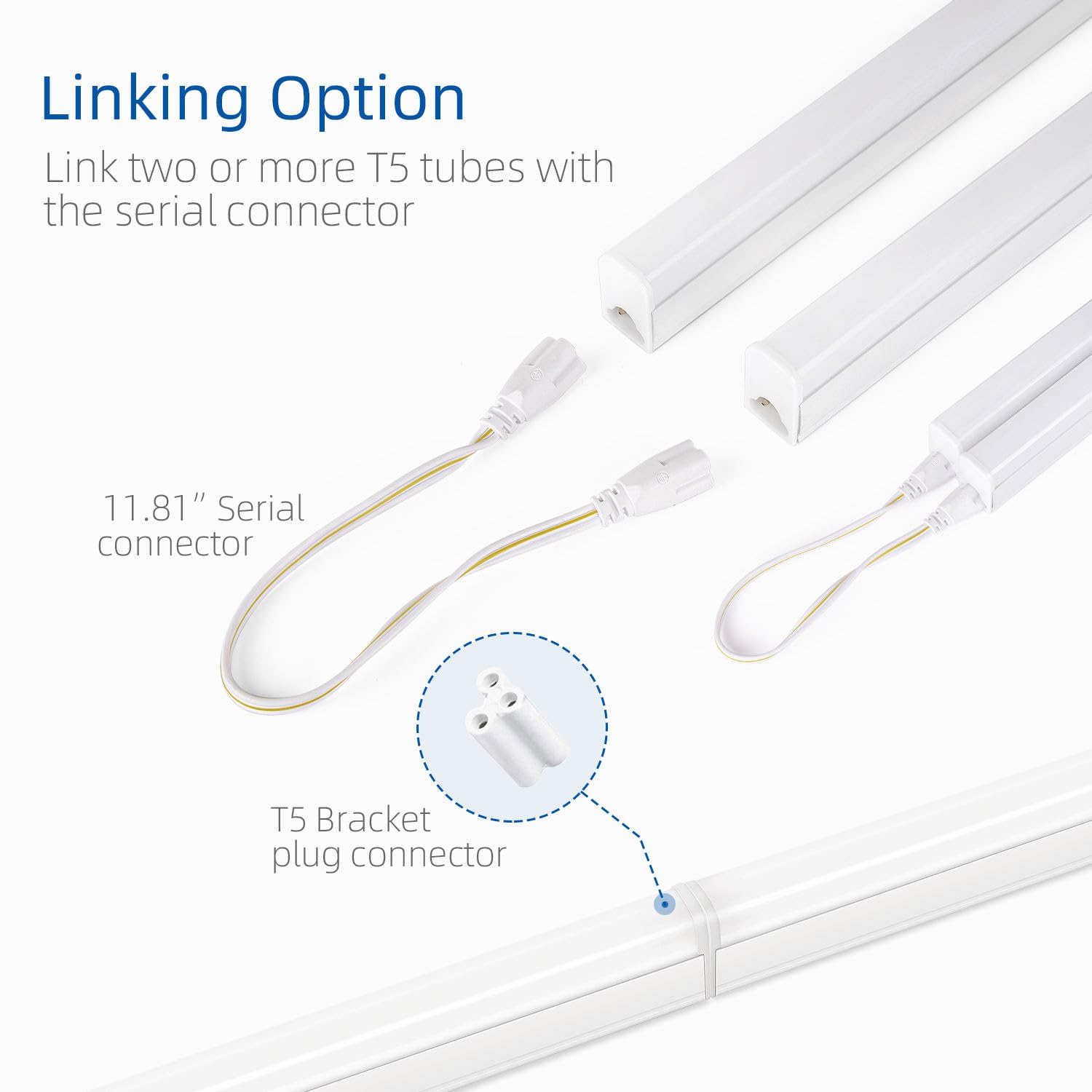 LELEJU LED Shop Light T5 2FT 1100lm 6000K 10W Aluminum Under Cabinet Fixture Pack of 2