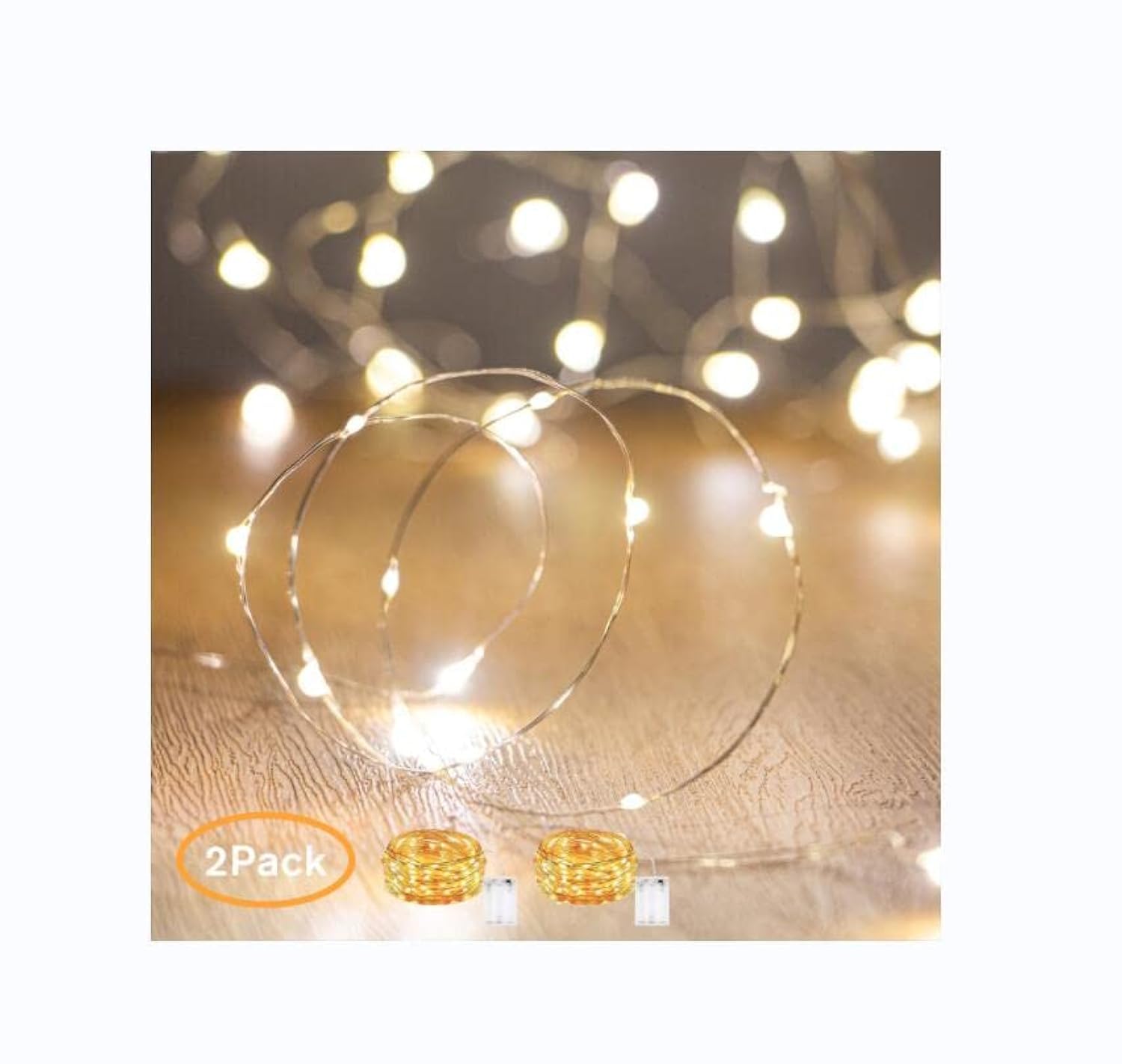 XINKAITE Waterproof LED Fairy String Lights, 10Ft/2pcs, Warm White, Battery Operated, Indoor/Outdoor Decoration, Model TKD2018042501