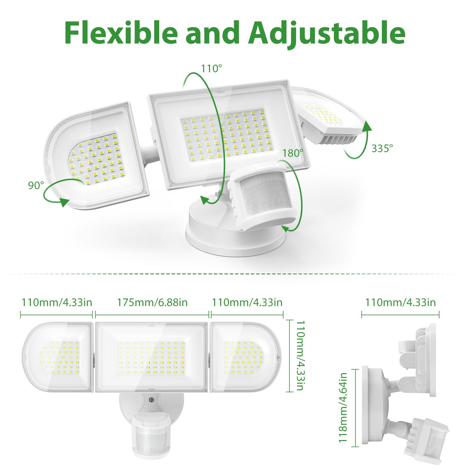 Imaihom 150W Motion Sensor Outdoor Lights  15000Lm Led Security Lights Motion Sensor Light Outdoor  3 Adjustable Heads Led Flood Light  Group Remote Control  3 Mode Ip65 Floodlight For Yard(White)