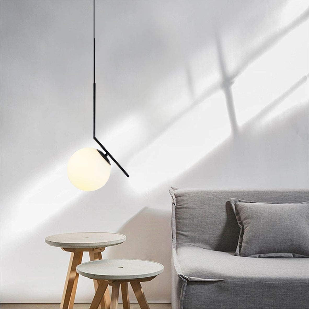 Fulesi Vintage 1-Light Black Glass Globe Pendant Light For Bedroom, Living Room, Kitchen