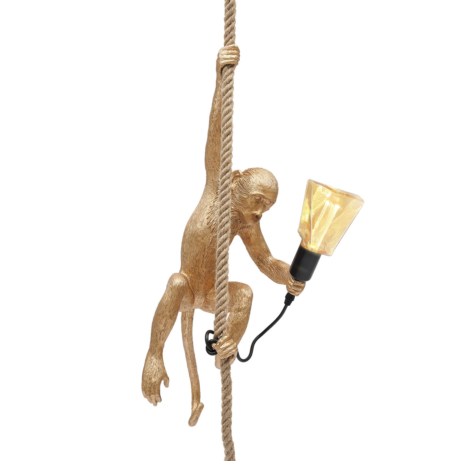 HuaShuani Creative Monkey Hanging Lamp, Monkey Shape Decoration Chandelier, Industrial Retro Edison Ceiling Pendant Light Fixtur