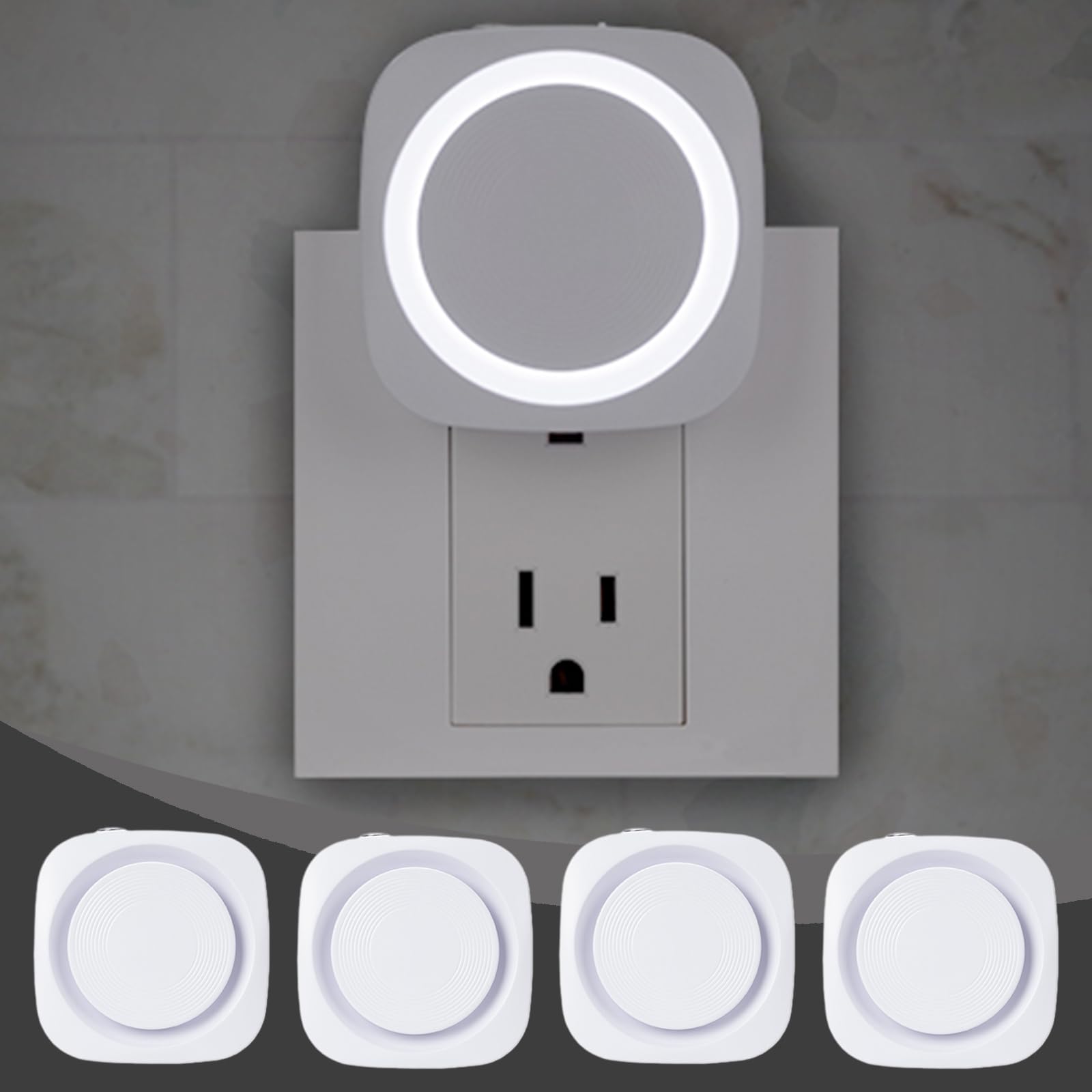 Fusunloh White Night Lights Plug in to Wall,4 Packs Dimmable Night Light with Auto Dusk to Dawn Sensor,Soft Glow Night Light for