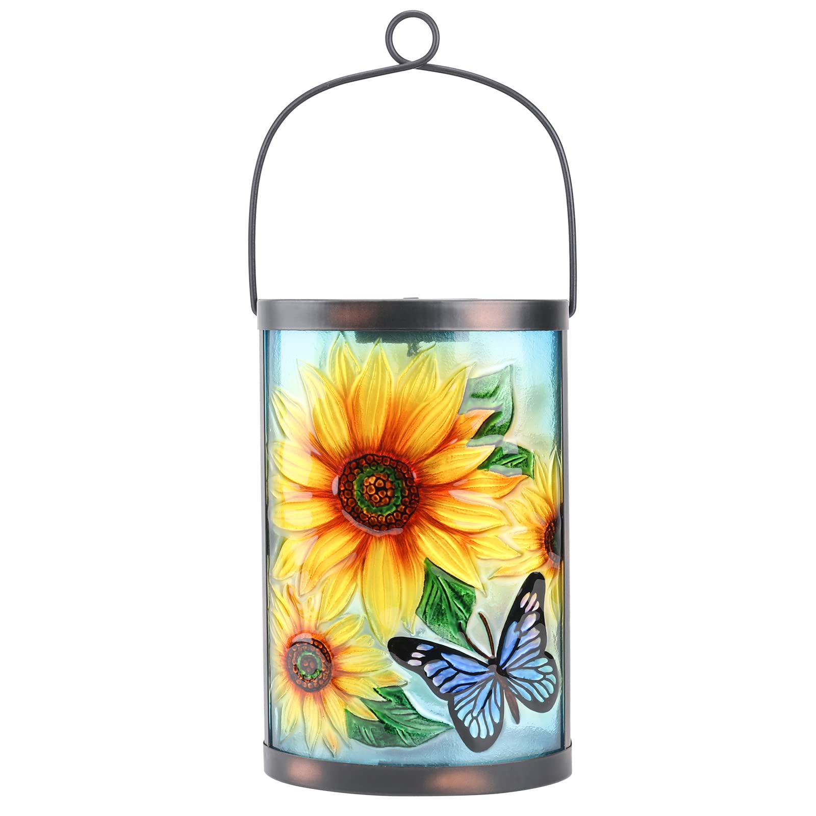 MUMTOP Hanging Solar Lantern - Waterproof LED Sunflower Tabletop Lamp, Yellow for Outdoor Patio Garden Decor